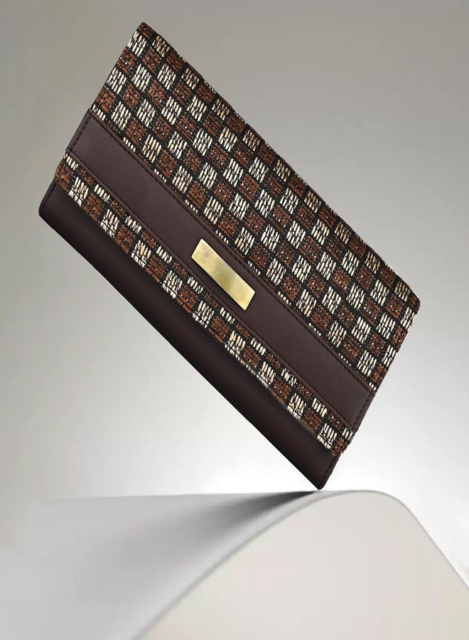 ALSU Women's Trendy Brown Hand Clutch Wallet Jute with Phone Pocket Card Holder (IRF-011br) - Image 2